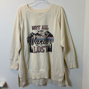Maurices Graphic Sweatshirt Women’s 2X Beige “Not All Who Wander Are Lost”